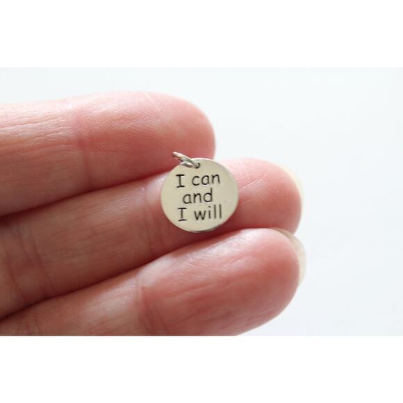 Sterling Silver Message Charm I Can and I Will Charm - Picture 2 of 3